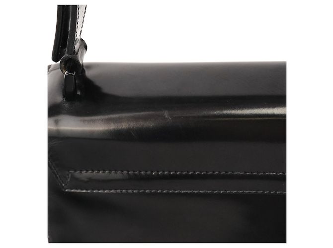 Prada Borsa a spalla con patta 1995 in pelle spazzolato vernice nera - vista 7