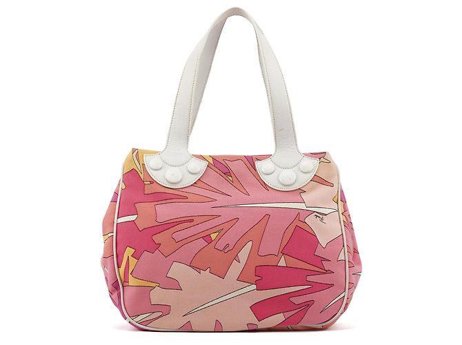 Emilio Pucci Farbenfroher abstrakter Canvas-Tote-Bag in Rosa - Ansicht 3