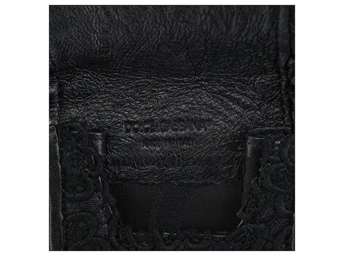Dolce & Gabbana Borsa Boston in pelle e pizzo nero - vista 10