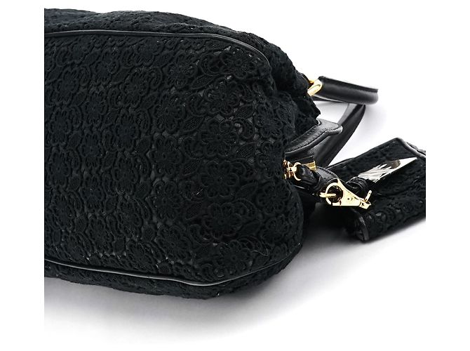 Dolce & Gabbana Borsa Boston in pelle e pizzo nero - vista 11