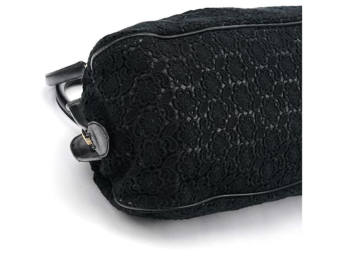 Dolce & Gabbana Borsa Boston in pelle e pizzo nero - vista 12