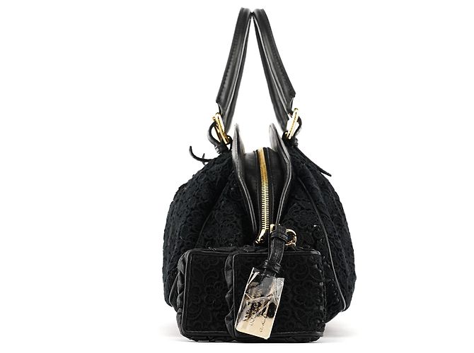 Dolce & Gabbana Borsa Boston in pelle e pizzo nero - vista 2