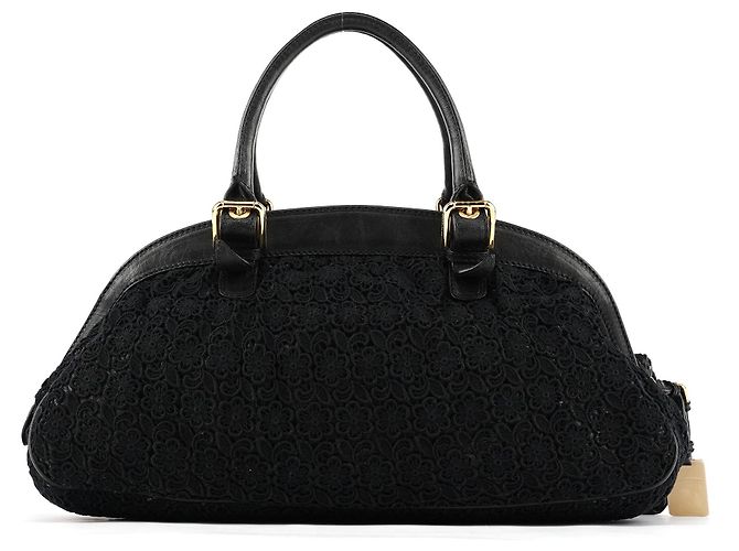 Dolce & Gabbana Borsa Boston in pelle e pizzo nero - vista 3