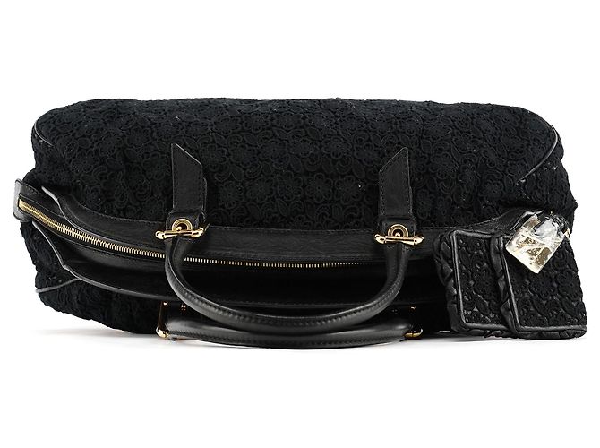 Dolce & Gabbana Borsa Boston in pelle e pizzo nero - vista 4