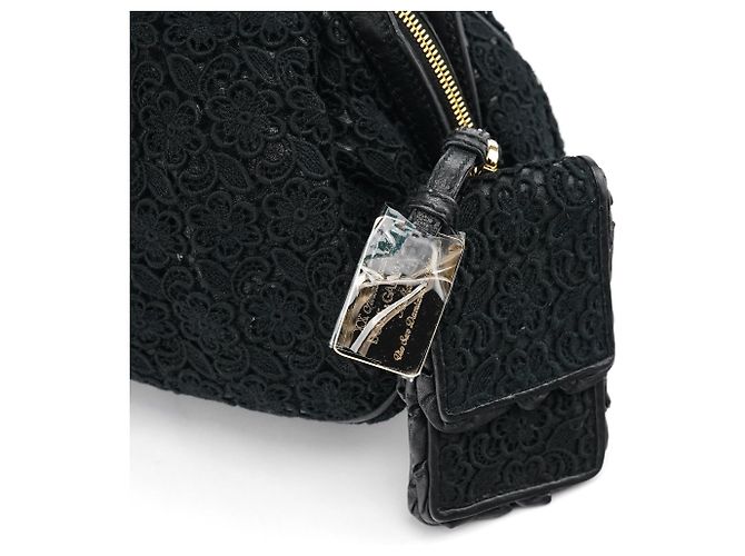 Dolce & Gabbana Borsa Boston in pelle e pizzo nero - vista 6