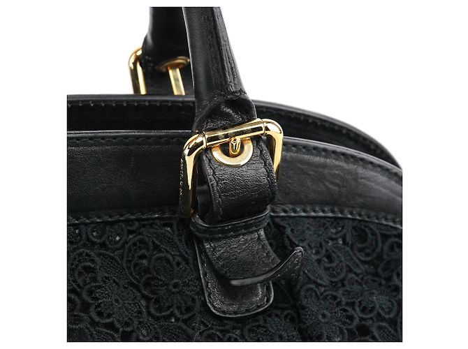 Dolce & Gabbana Borsa Boston in pelle e pizzo nero - vista 7