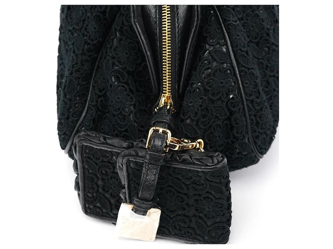 Dolce & Gabbana Borsa Boston in pelle e pizzo nero - vista 8
