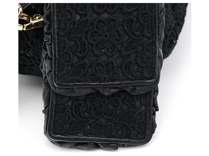 Dolce & Gabbana Borsa Boston in pelle e pizzo nero - vista 9