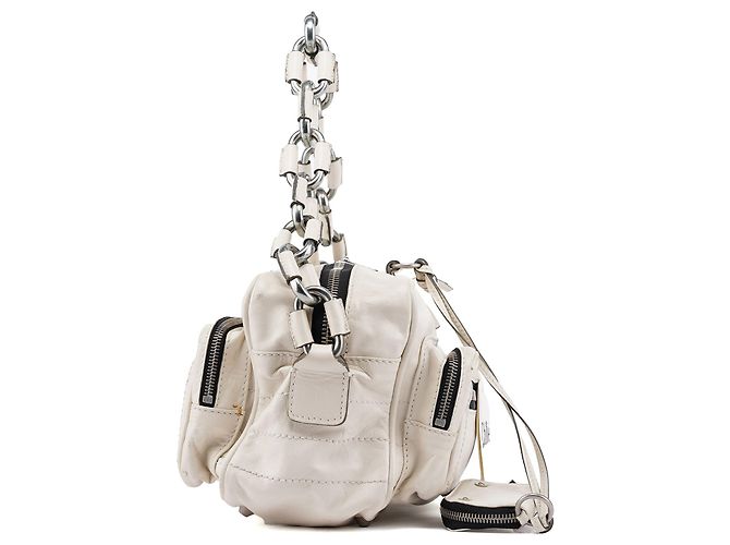 Chloé Borsa a tracolla Betty Chain in pelle bianca - vista 2