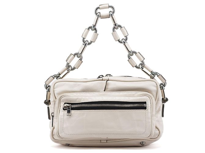 Chloé Borsa a tracolla Betty Chain in pelle bianca - vista 3