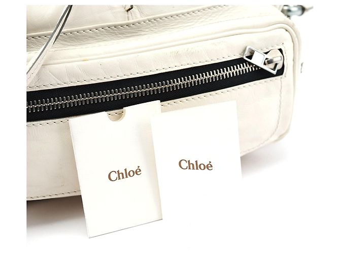 Chloé Borsa a tracolla Betty Chain in pelle bianca - vista 6