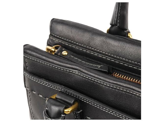 Coach F11547 Schwarze Leder-Tote-Bag mit Turnlock-Verschluss - Ansicht 11