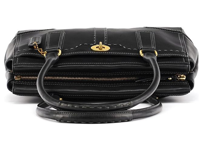 Coach F11547 Schwarze Leder-Tote-Bag mit Turnlock-Verschluss - Ansicht 4