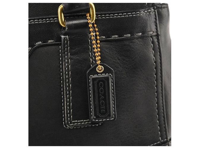 Coach F11547 Schwarze Leder-Tote-Bag mit Turnlock-Verschluss - Ansicht 7
