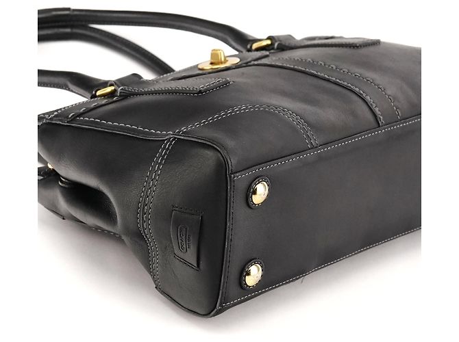 Coach F11547 Schwarze Leder-Tote-Bag mit Turnlock-Verschluss - Ansicht 8