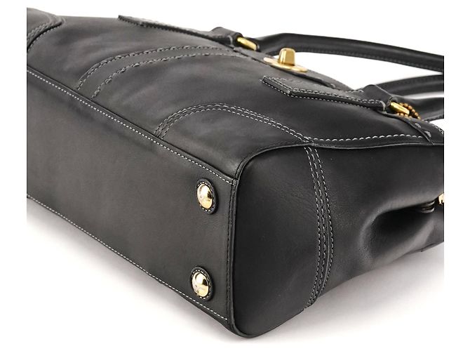 Coach F11547 Schwarze Leder-Tote-Bag mit Turnlock-Verschluss - Ansicht 9