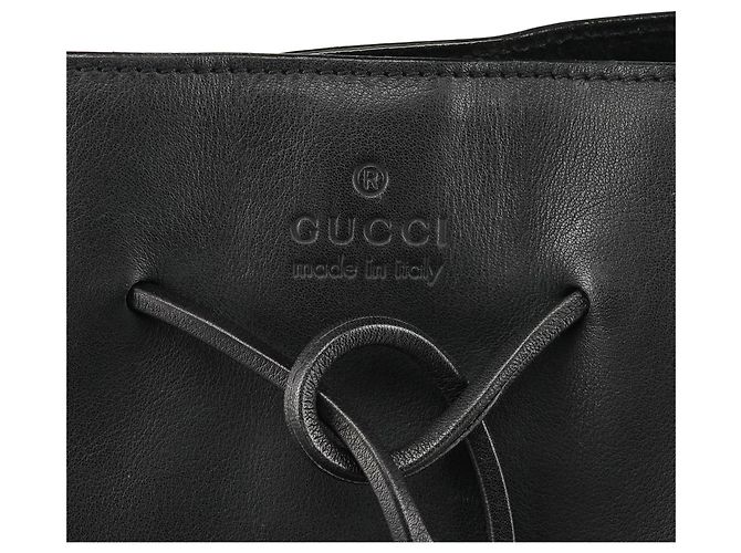 Gucci 002 1053 Borsa tote in pelle nera con coulisse - vista 6