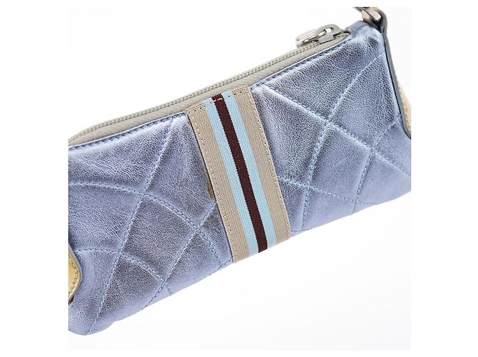 Prada Spring 2000 Metallic Blue gesteppte Mini-Tasche - Ansicht 10