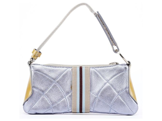 Prada Spring 2000 Metallic Blue gesteppte Mini-Tasche - Ansicht 3