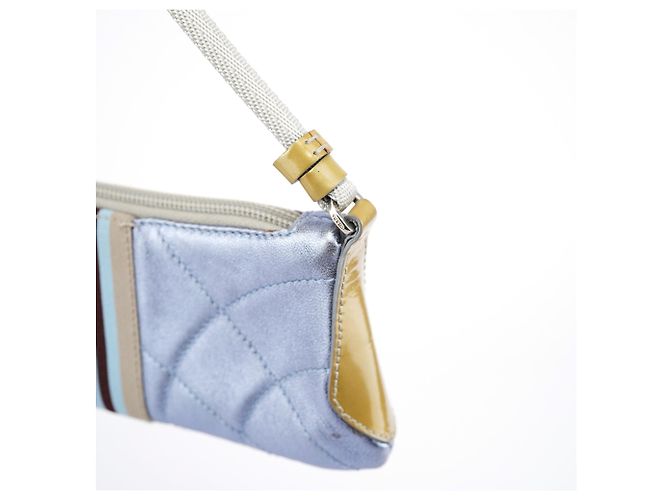 Prada Spring 2000 Metallic Blue gesteppte Mini-Tasche - Ansicht 6