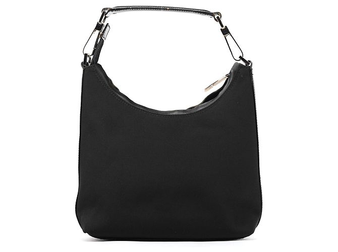 Gucci 000 0601 Borsa Hobo in pelle e nylon nero - vista 3