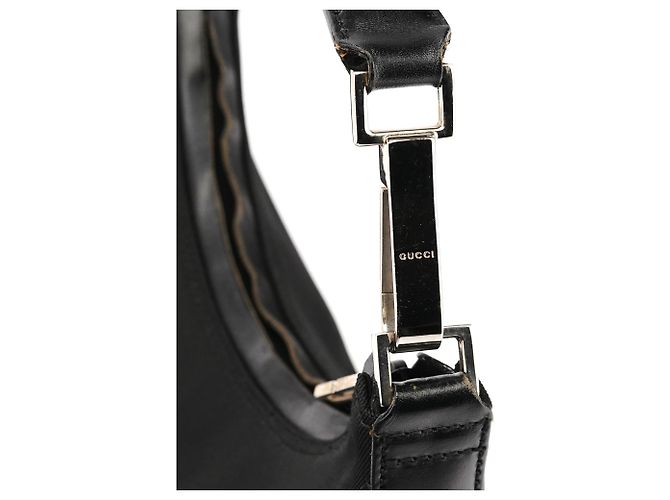 Gucci 000 0601 Borsa Hobo in pelle e nylon nero - vista 6
