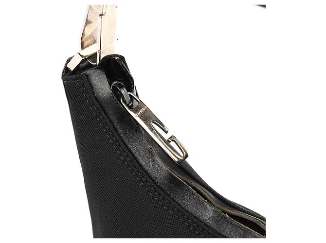 Gucci 000 0601 Borsa Hobo in pelle e nylon nero - vista 7