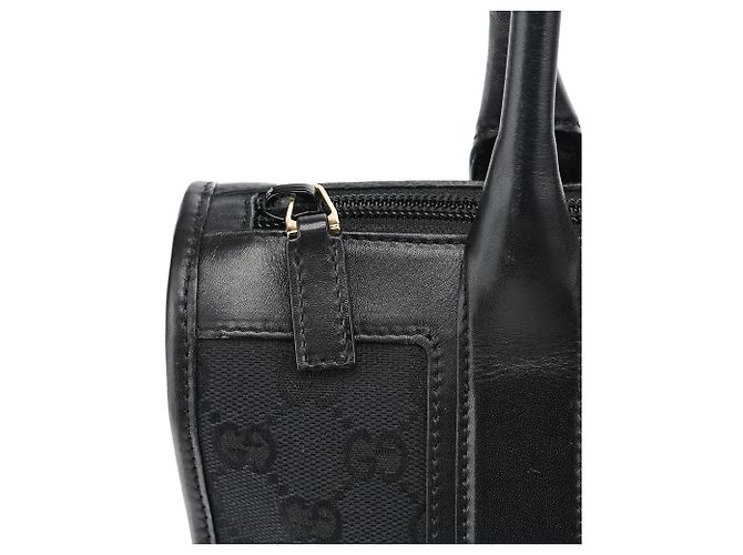Gucci Borsa Tote 000 0855 in pelle e tela GG nera - vista 6