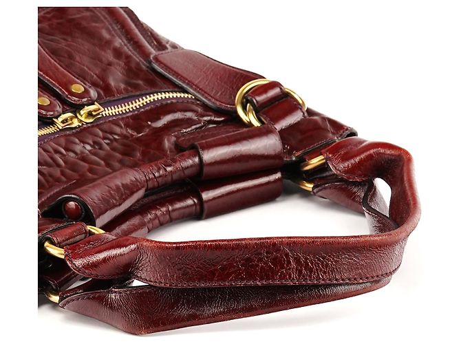 Chloé Borsa a spalla Bay in pelle verniciata bordeaux - vista 10