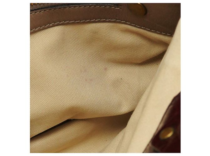 Chloé Borsa a spalla Bay in pelle verniciata bordeaux - vista 12