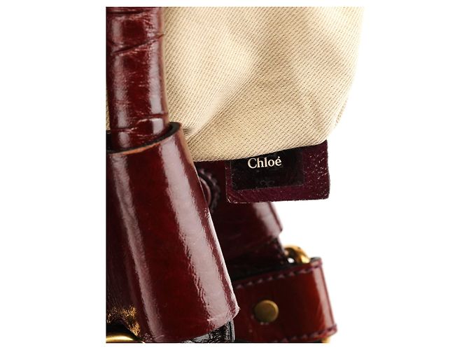 Chloé Borsa a spalla Bay in pelle verniciata bordeaux - vista 14