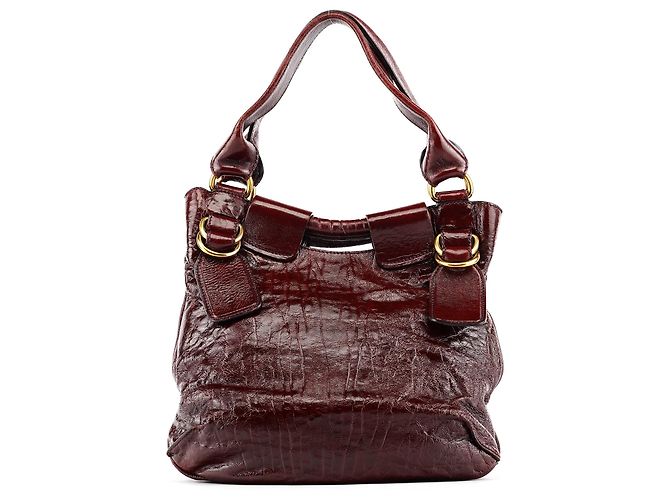 Chloé Borsa a spalla Bay in pelle verniciata bordeaux - vista 3