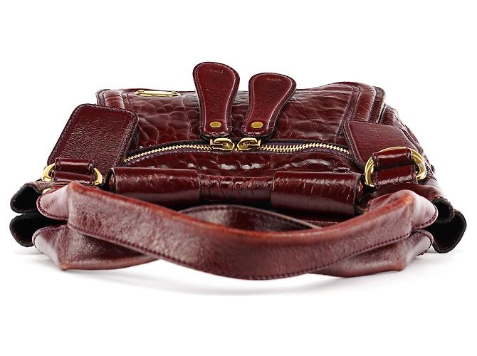 Chloé Borsa a spalla Bay in pelle verniciata bordeaux - vista 4