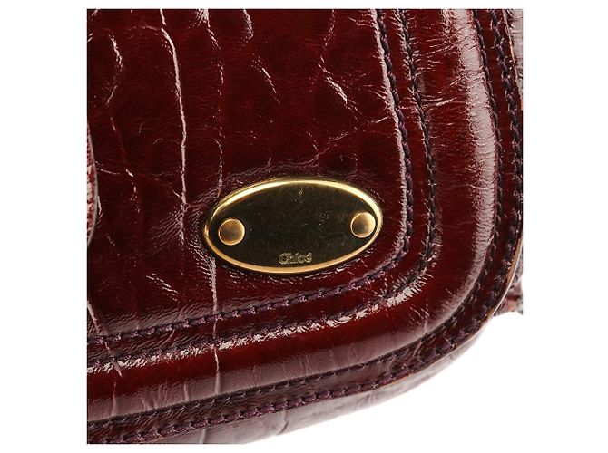 Chloé Borsa a spalla Bay in pelle verniciata bordeaux - vista 6
