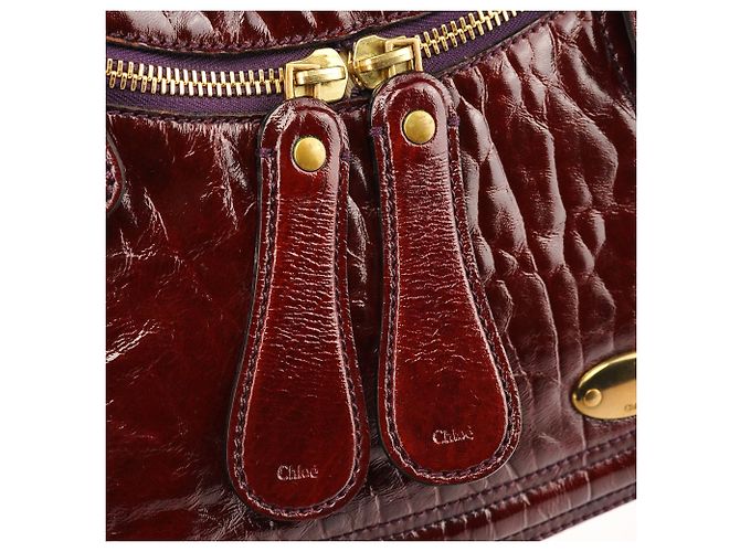 Chloé Borsa a spalla Bay in pelle verniciata bordeaux - vista 7