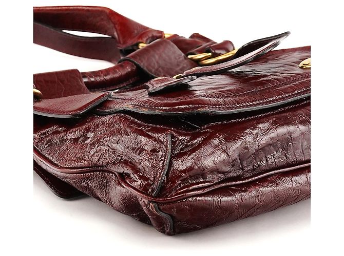 Chloé Borsa a spalla Bay in pelle verniciata bordeaux - vista 8