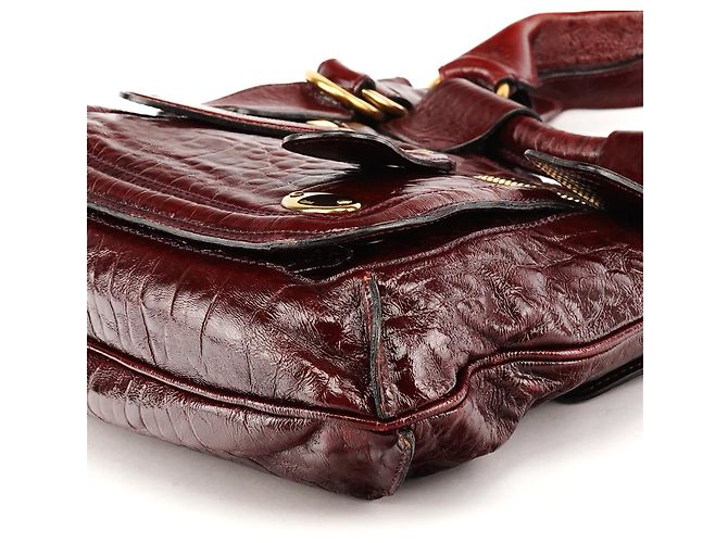 Chloé Borsa a spalla Bay in pelle verniciata bordeaux - vista 9