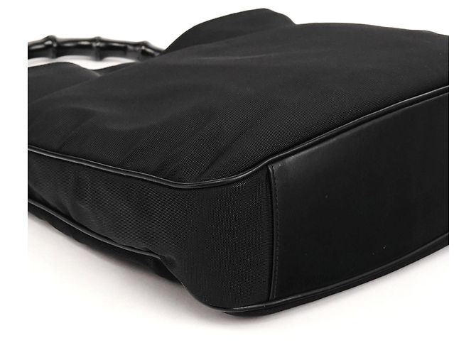 Bamboo Gucci 001 1638 Borsa 2-Way in Nylon Nero e Bambù - vista 7