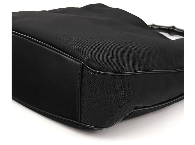 Bamboo Gucci 001 1638 Borsa 2-Way in Nylon Nero e Bambù - vista 8