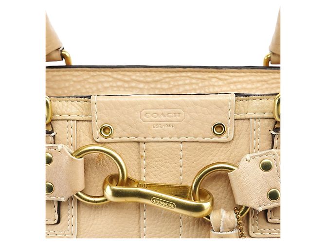 Coach 10528 Borsa Tote Hamptons in pelle martellata beige - vista 6
