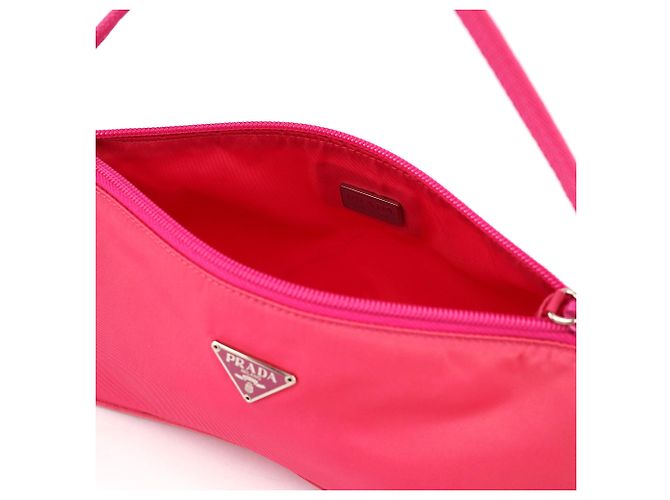 Prada Borsa Mini Hobo MV519 Pink Tessuto - vista 11