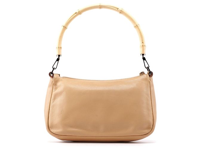 Bamboo Gucci Borsa a tracolla in vitello beige con bambù - vista 3