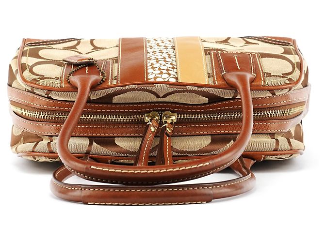 Coach 10540 Borsa Boston Signature Canvas Beige Brown - vista 4