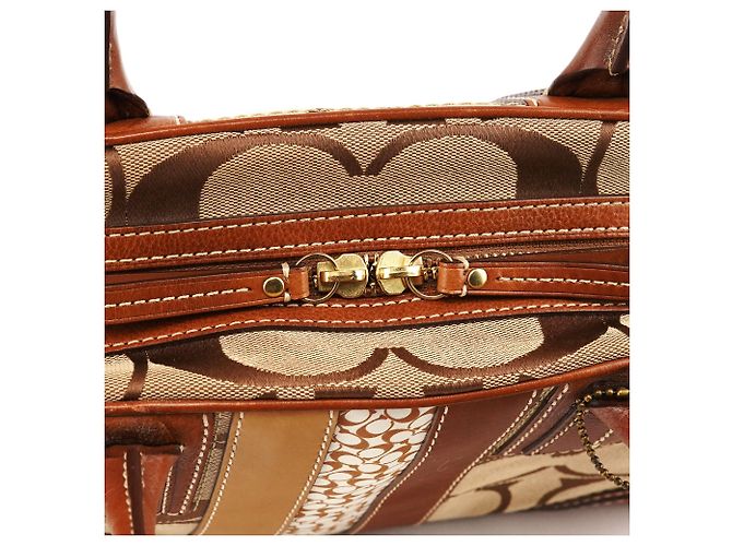 Coach 10540 Borsa Boston Signature Canvas Beige Brown - vista 7
