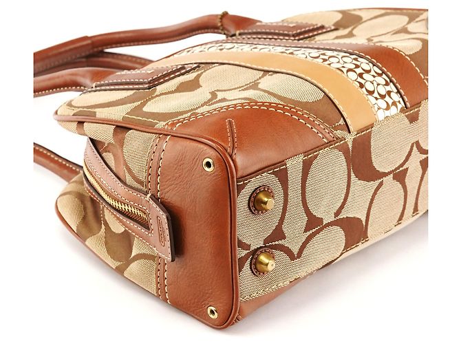 Coach 10540 Borsa Boston Signature Canvas Beige Brown - vista 8