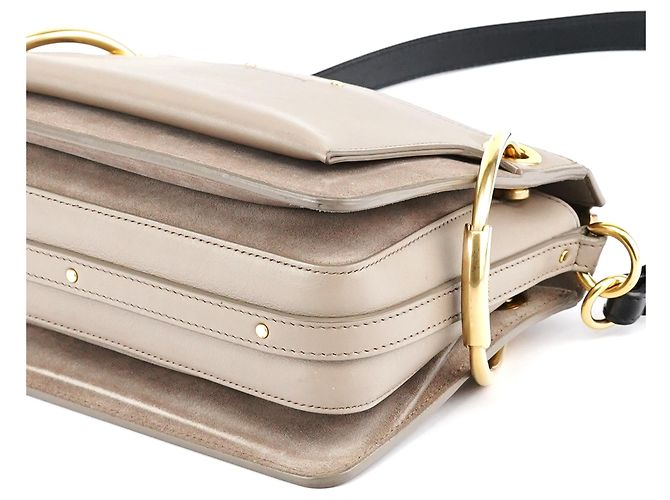 Chloé Borsa Roy 2-Way in pelle e camoscio grigia - vista 11