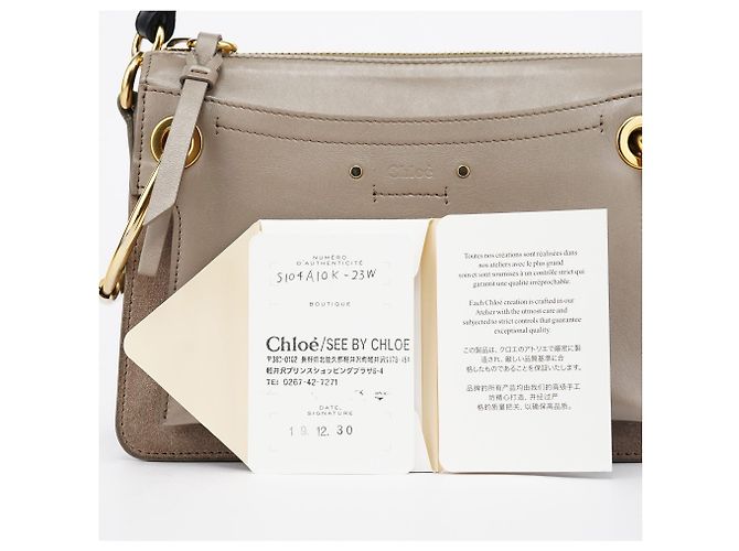 Chloé Borsa Roy 2-Way in pelle e camoscio grigia - vista 15