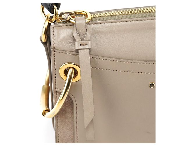 Chloé Borsa Roy 2-Way in pelle e camoscio grigia - vista 7