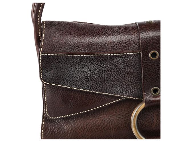 Dolce & Gabbana Borsa a tracolla con anello in pelle marrone - vista 10