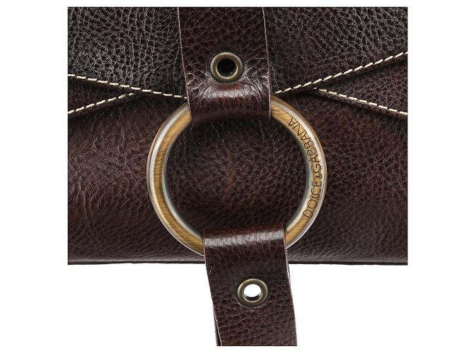 Dolce & Gabbana Borsa a tracolla con anello in pelle marrone - vista 6